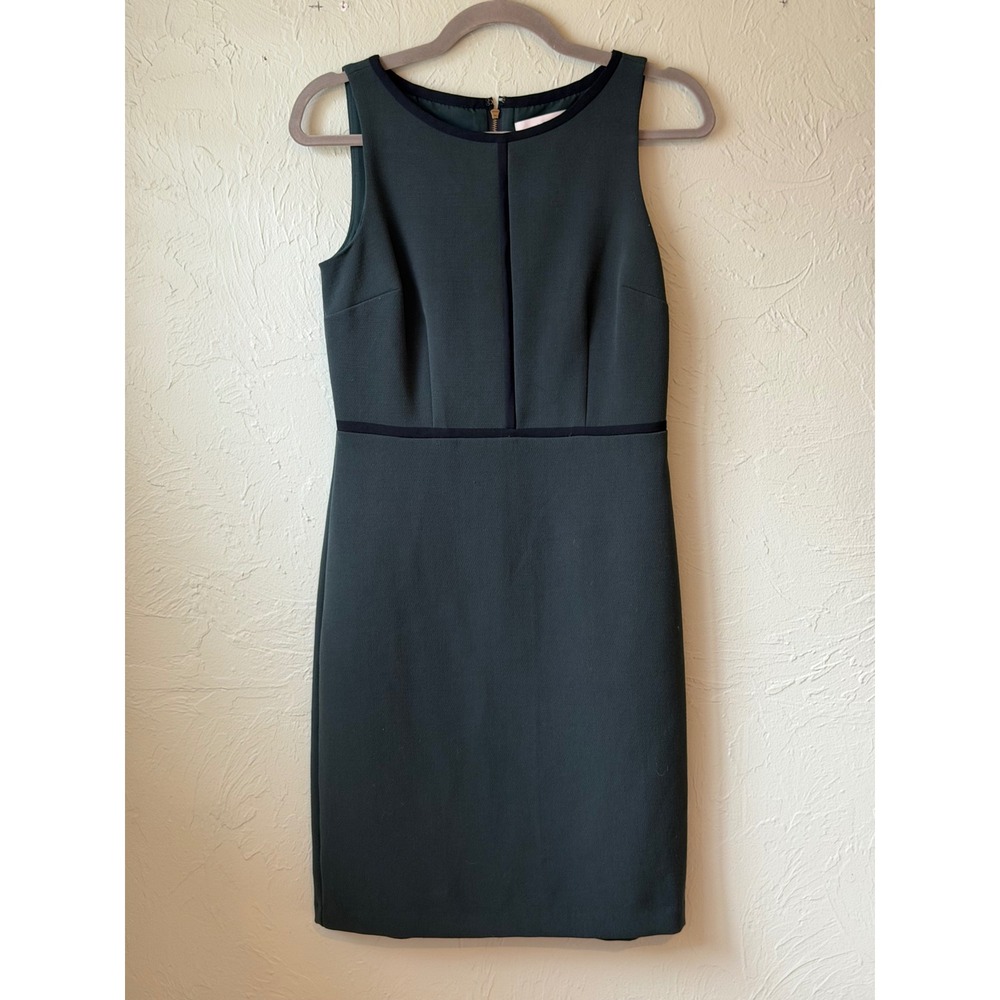 Ann Taylor LOFT Womens Green Sleeveless Dress Black Trim Size 0